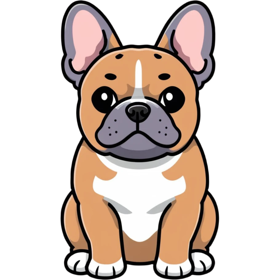Dark brown frenchie emoji