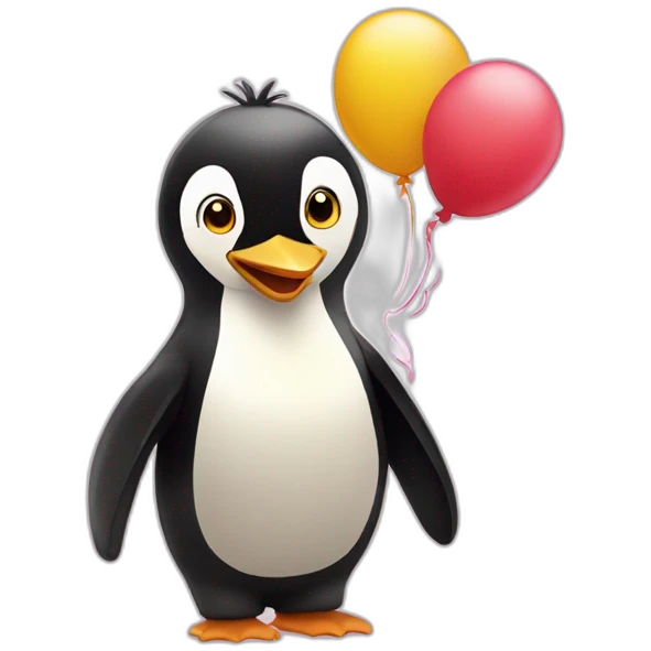 un pinguouin qui fete son anniversaire emoji