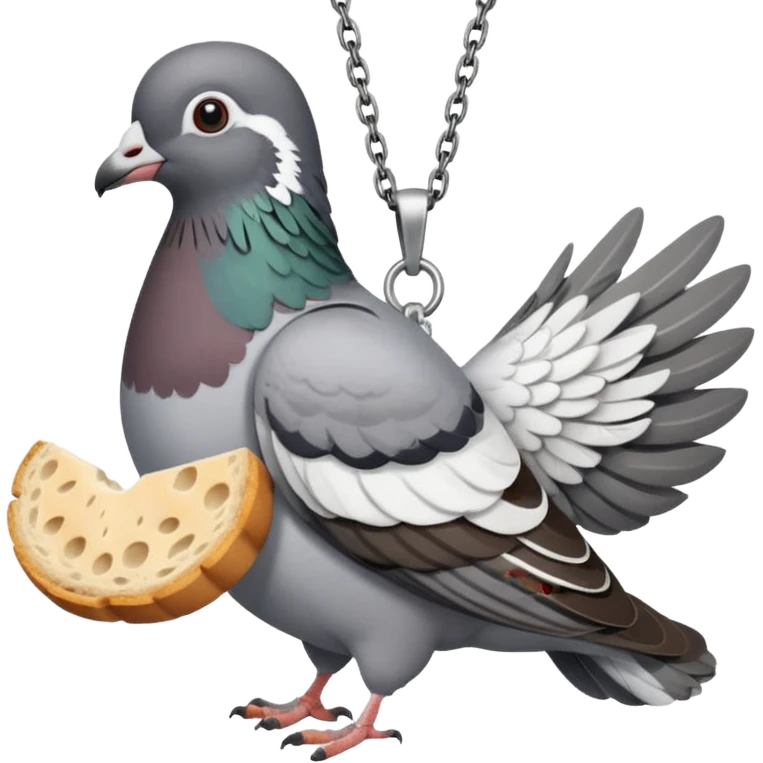 Pigeon wearing bread slice necklace  emoji