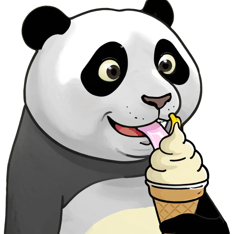 Panda eating ice cream emoji