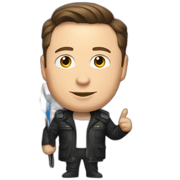 Elon Musk with a Russian flag in his hand emoji