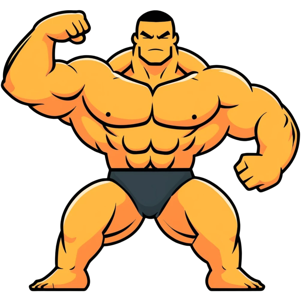 powerful strong limbs flexing, bodybuilder pose emoji