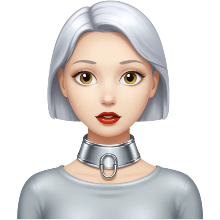 luxury fetish collar, silver chrome, smooth rounded metal, dominant erotic mood emoji