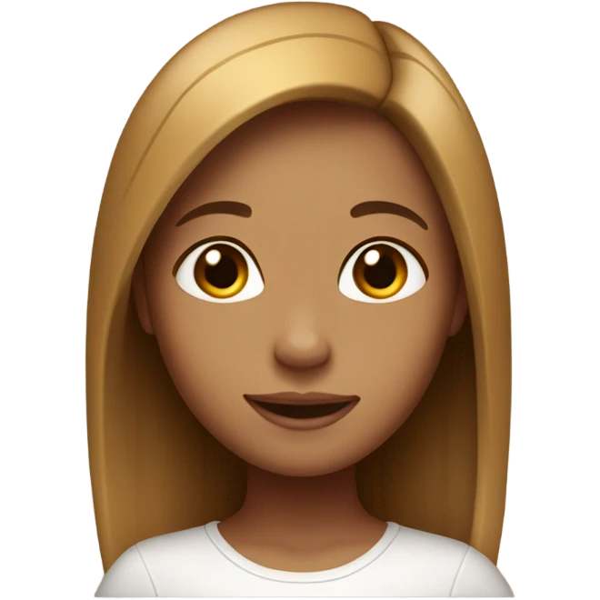 Tan girl with straight hair and caramel and brown highlights blissful emoji
