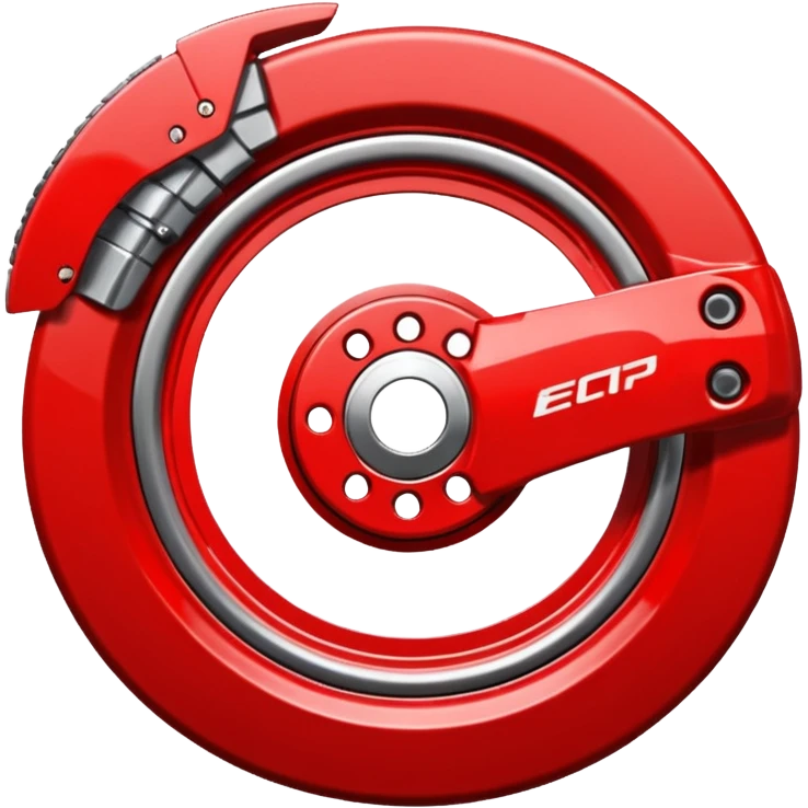 
Car wheel emoji with red brake caliper inside wheel on brake disc emoji