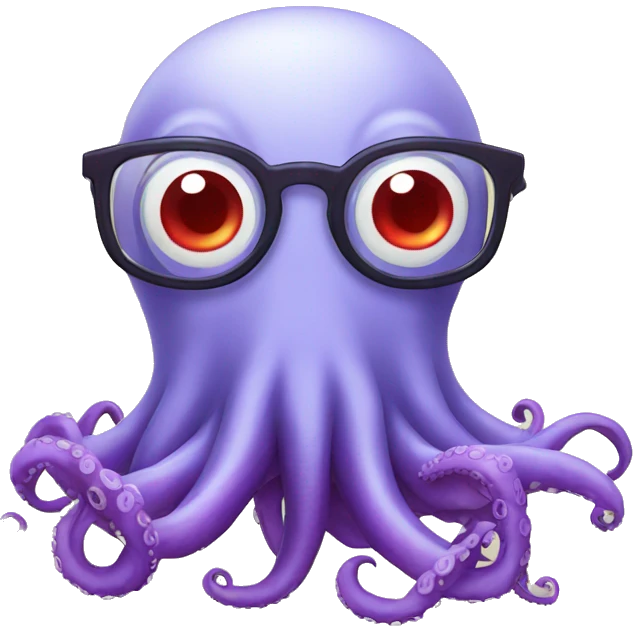 red cartoon octopus thinking with glasses emoji