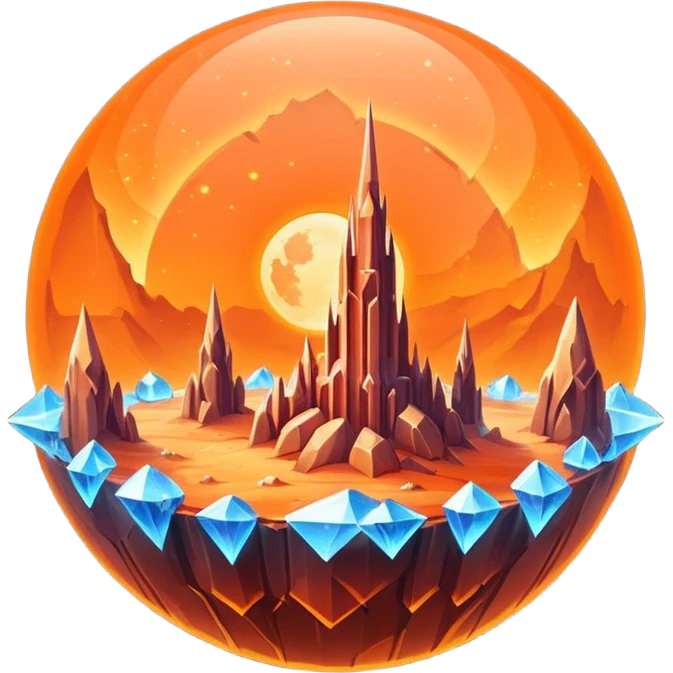 crystal mars planet, surface covered in glowing crystals  emoji