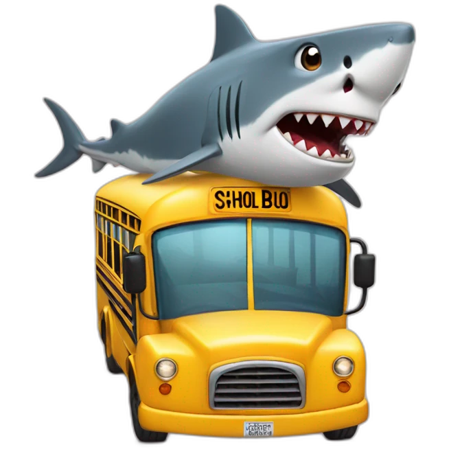 shark driving a school bus emoji