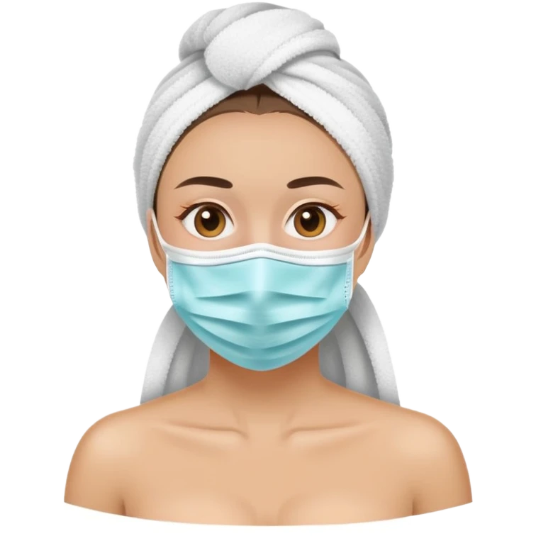 woman doing self care with face mask and towel emoji