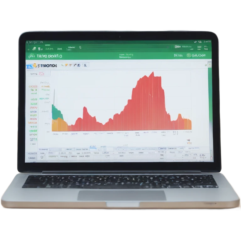 laptop with stock chart on stock market website emoji