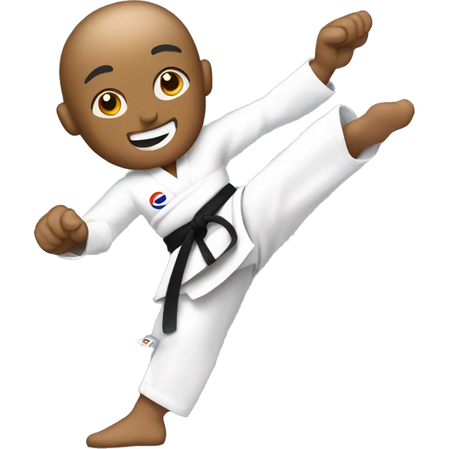 Una persona practicando Taekwondo, con un brazo amputado. Sus movimientos son elegantes y determinados, demostrando habilidad y pasión por este arte marcial. emoji