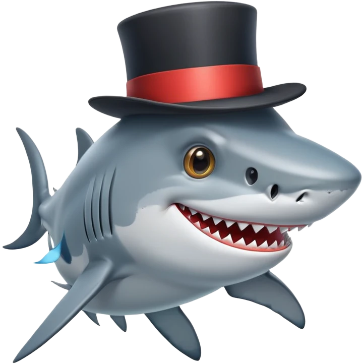 Shark with a top hat emoji