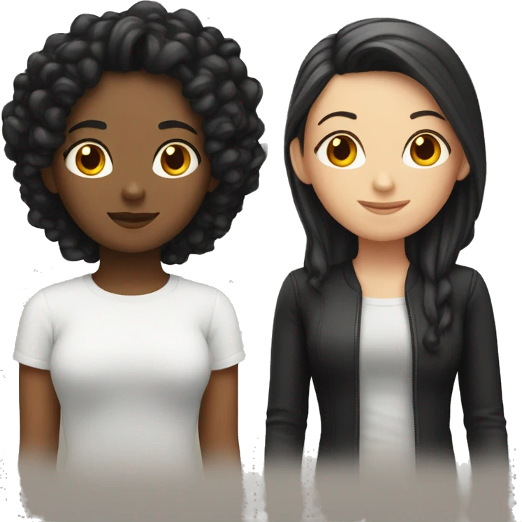 white lesbian couple one with black hair and one with red hair emoji