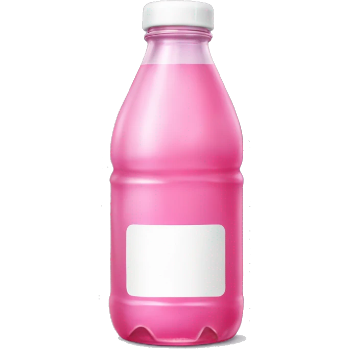 bottle of pink soda with pink bear ears on the cap and a white label with NO face  emoji