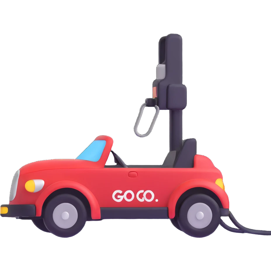 A simple 2D emoji-style illustration of a right foot pressing down on a car gas pedal. The pedal is labeled with “GO” and motion lines show acceleration. Bright, clean cartoon style with clear shapes and bold colors. emoji