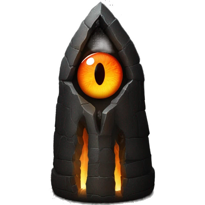 Eye of Sauron with glowing orange iris, set in a dark tower of Mordopr emoji