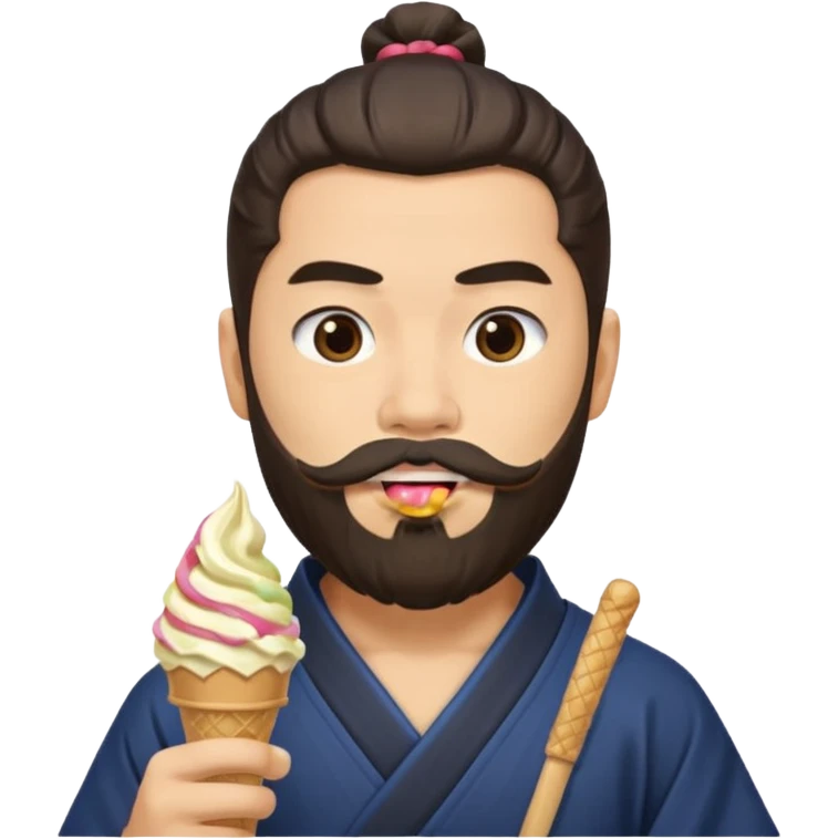 SAMURAI WITH EATING ICE CREAM BEARD GAY emoji