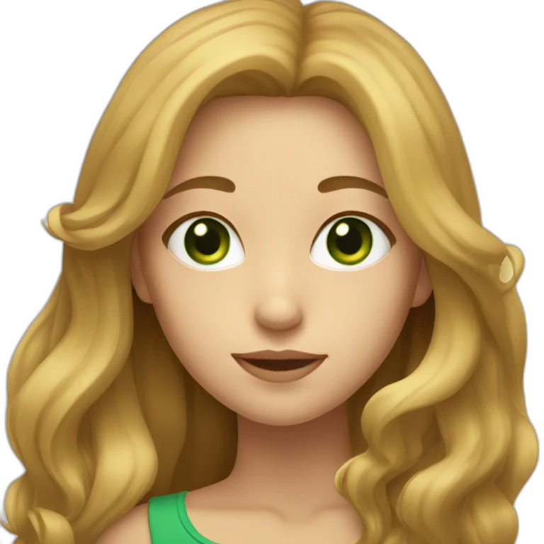 girl with long light brown hair and, green eyes  emoji