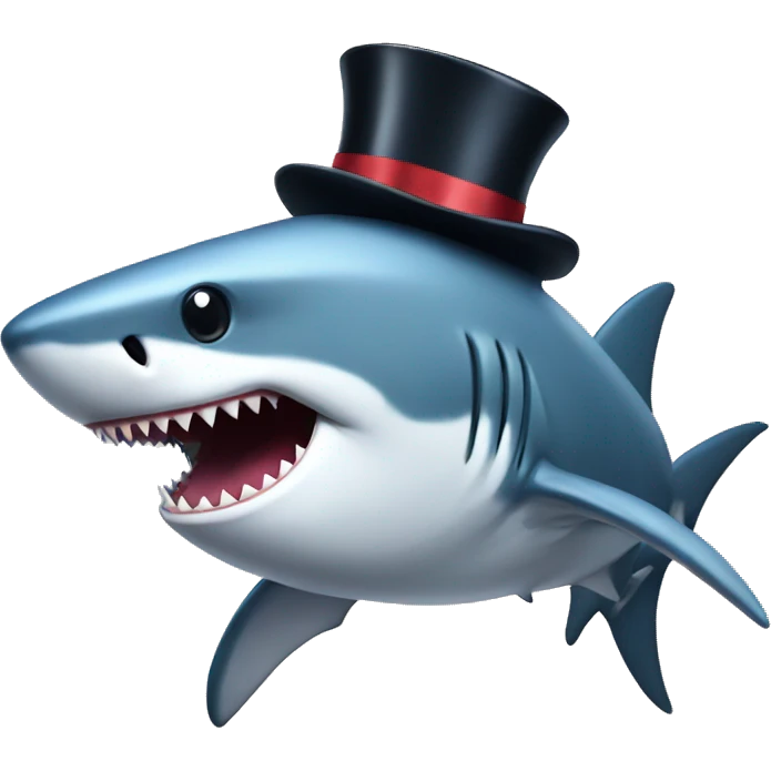Shark with a top hat emoji