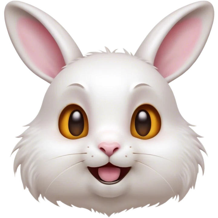 Cinematic Comical White Rabbit Portrait Emoji, Head tilted dramatically with an exaggeratedly amused expression, featuring a pristine white fur with perky, expressive ears and wide, playful dark eyes filled with disbelief, Simplified yet hilariously expressive features, highly detailed, glowing with a slightly sassy glow, high shine, dramatic yet playful, stylized with an air of cheeky mischief, bright and endearing, soft glowing outline, capturing the essence of a spirited and over-the-top bunny, so meme-worthy it feels like it could side-eye its way into internet fame instantly! emoji