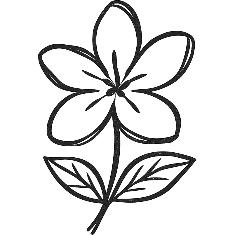 icono de una flor de jazmín, estilo icono minimalista, líneas negras, sin relleno emoji