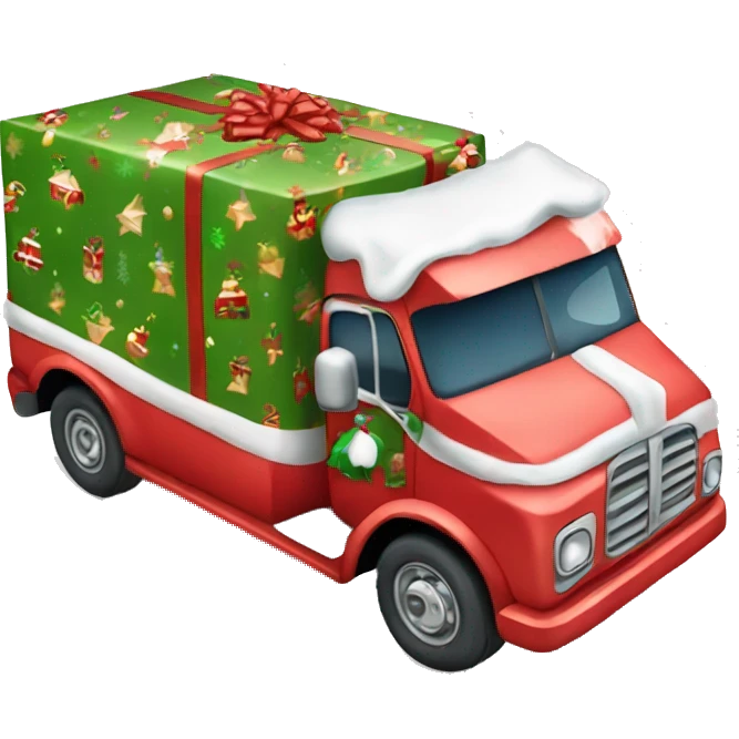Christmas wrapped truck emoji