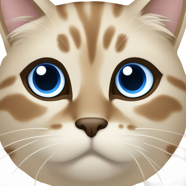 Beige birma cat Blue eyes full face and neck, darkbrown deatails emoji