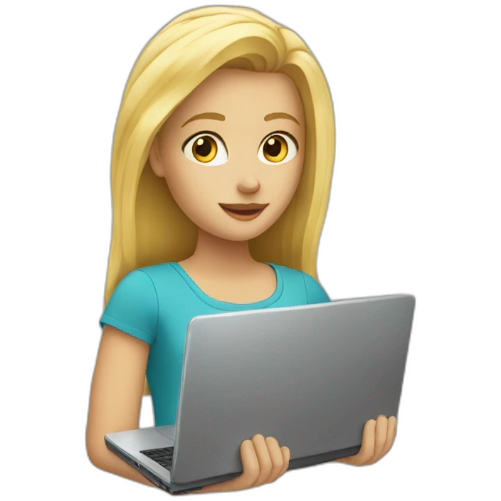 blond girl with laptop emoji