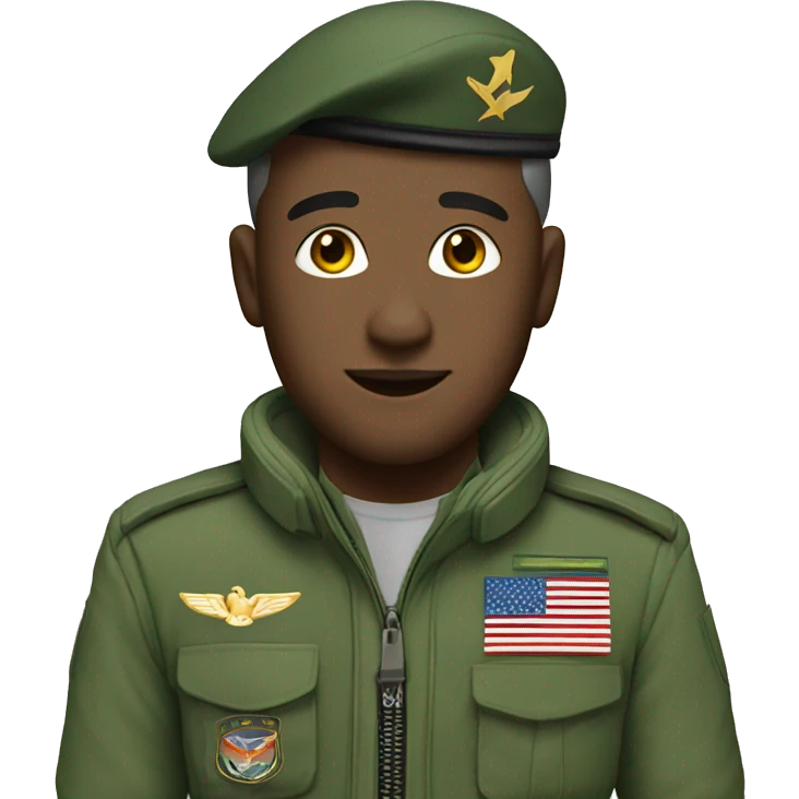 Pilot in green military flight suit white male emoji