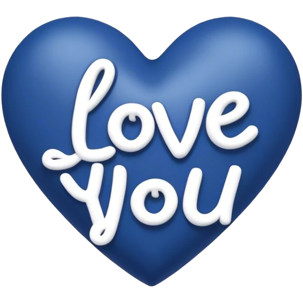 Dark Blue heart with the words Love You Ry in the middle  emoji