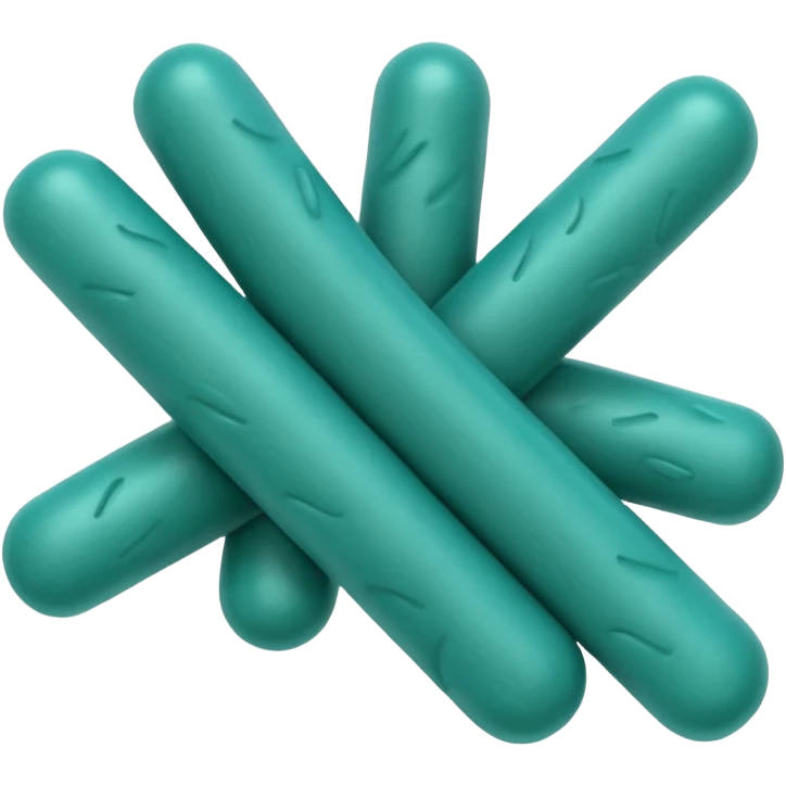 Multiple Lactobacillus bacteria emojis, thick rod shape, teal green, soft fibrous texture, clean ingredient icon style
 emoji