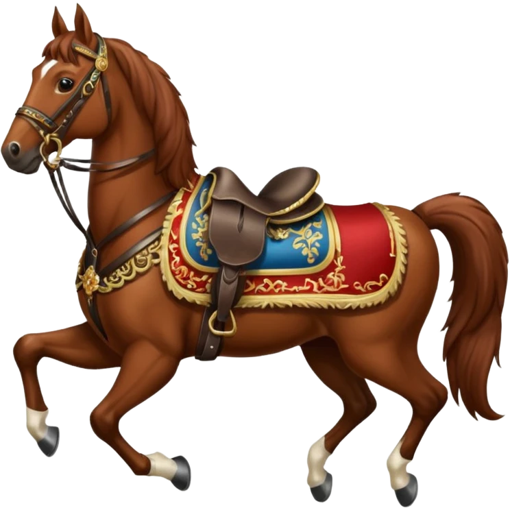 Horse with Cossack saddle emoji