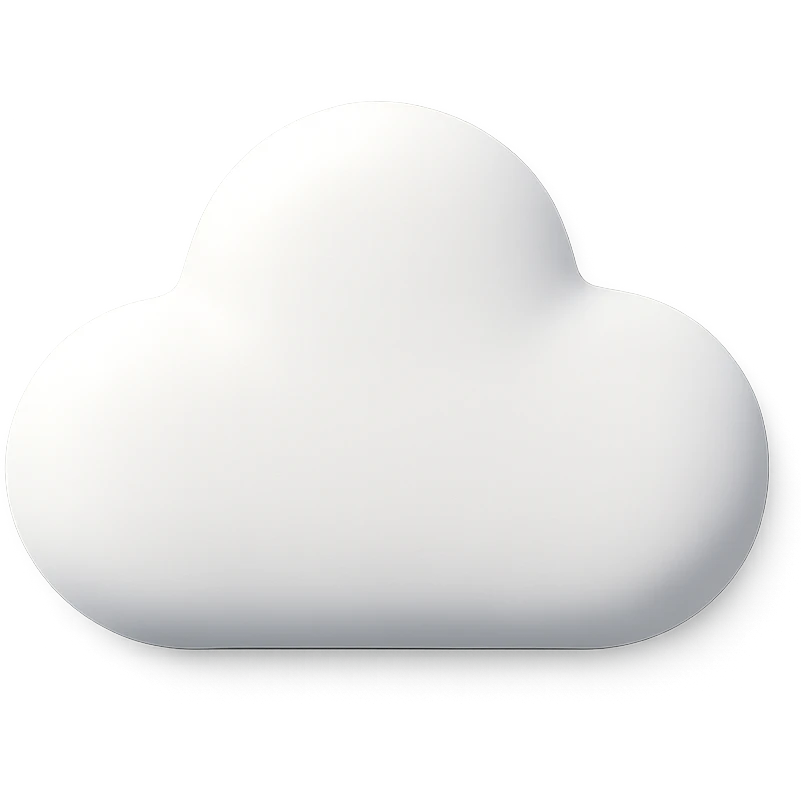 A simple cloud icon with soft puffy edges and a gentle appearance emoji