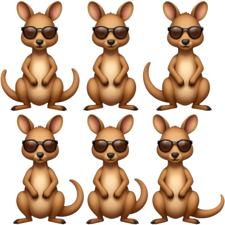 kangaroo wearing sunglasses, various poses and expressions emoji