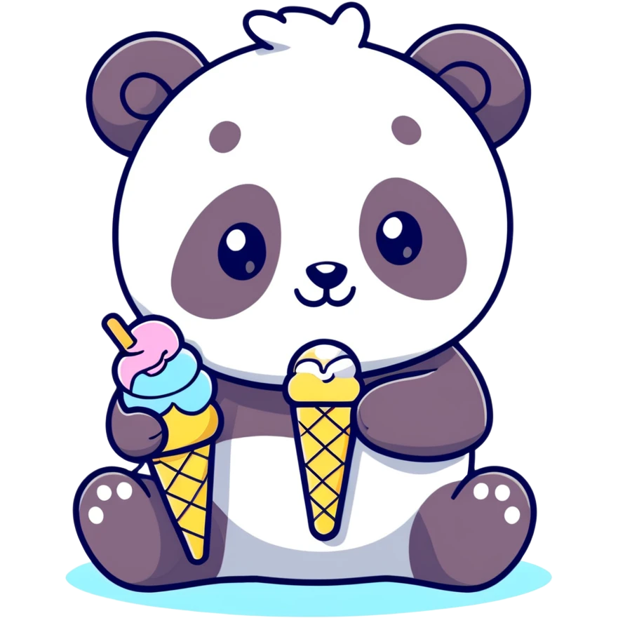 Panda eating ice cream emoji