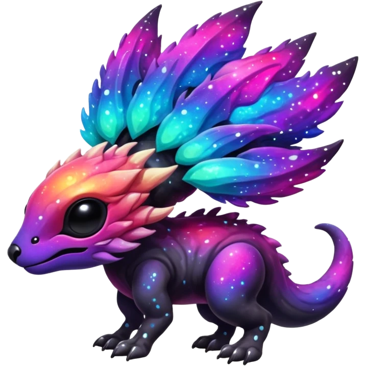 Epic Edgy Cute Colorful Vibrant Dark Nebula Modern Vernid-Protogen-creature-animal, full body emoji