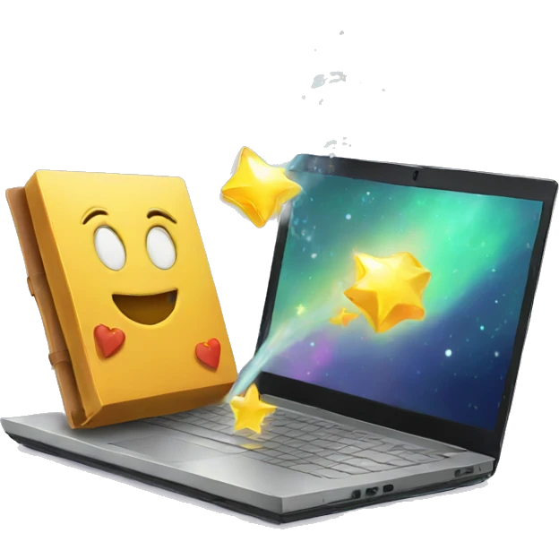 laptop and magic emoji