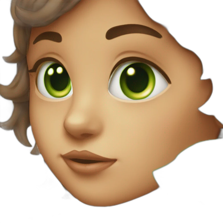 Chaton avec une fille metisse brune avec les yeux vert emoji