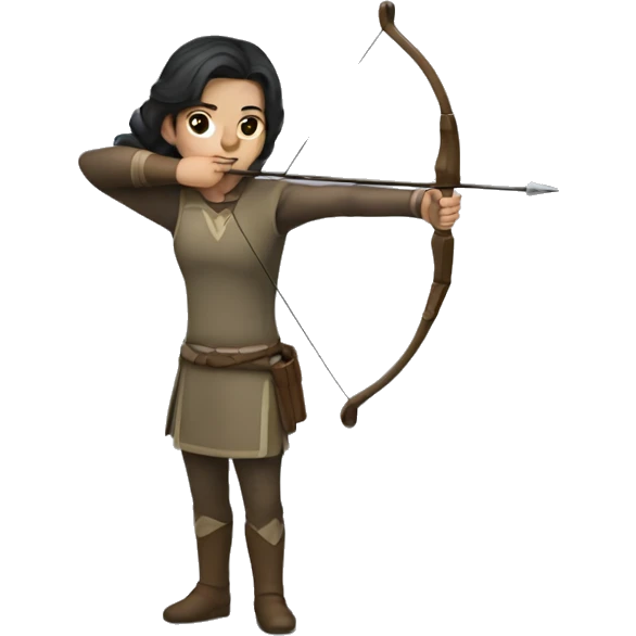 an archer aiming, dark hair, bright skin, modern cloth emoji