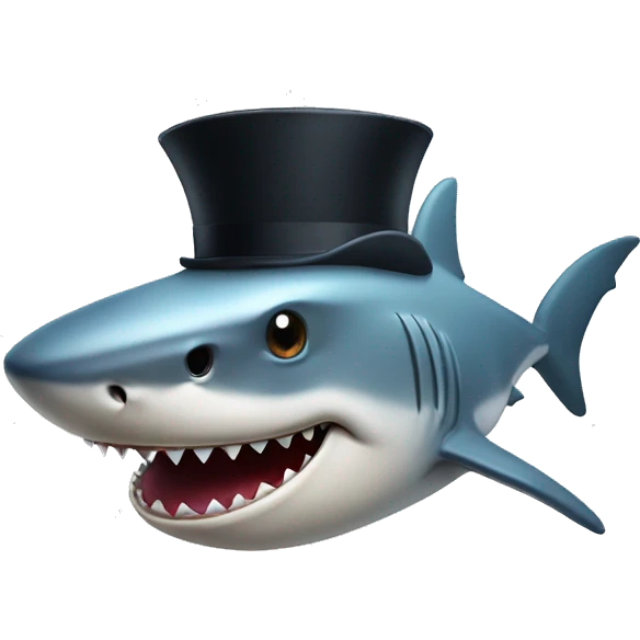 Shark with a top hat emoji