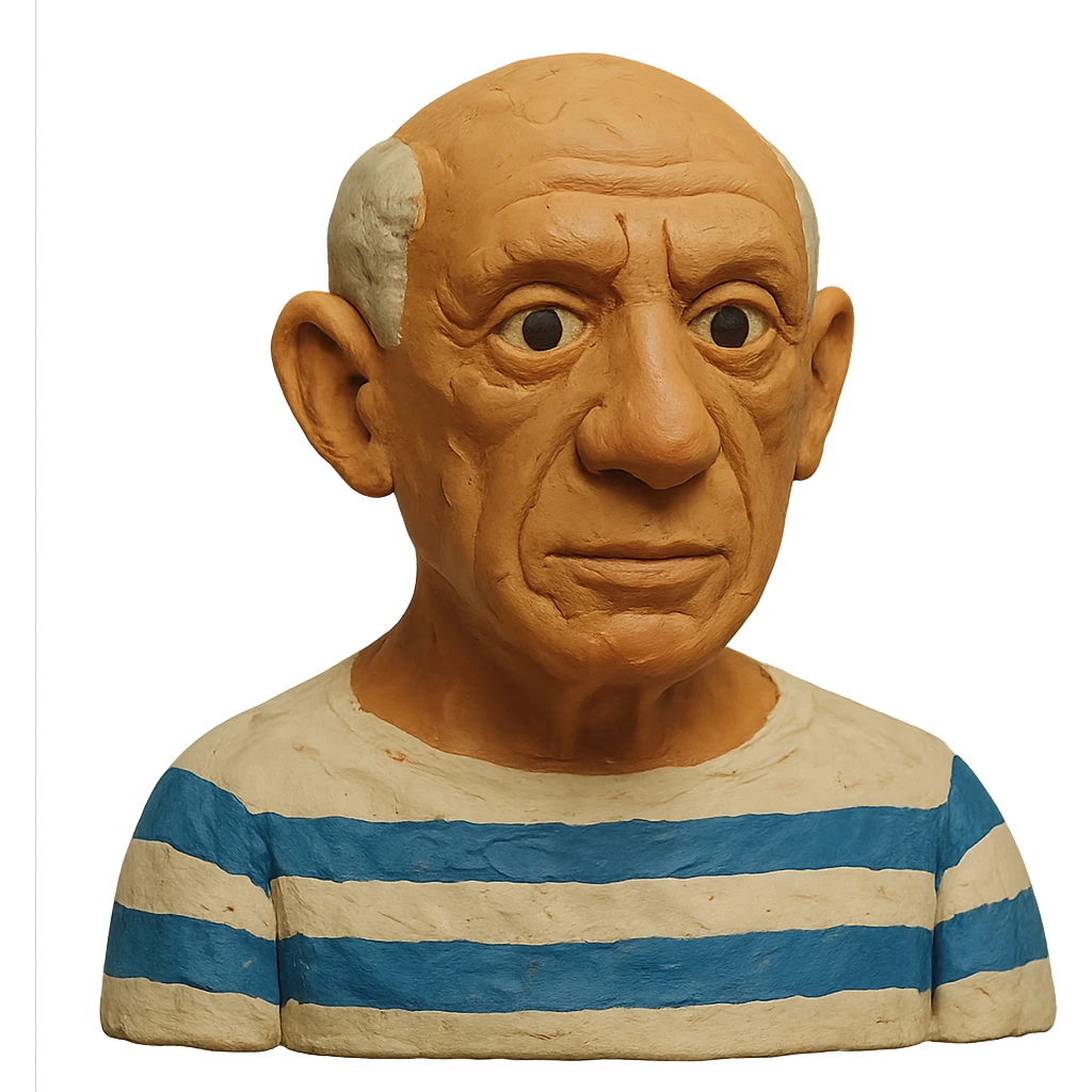 auto portrait of Pablo Picasso in claymation style emoji
