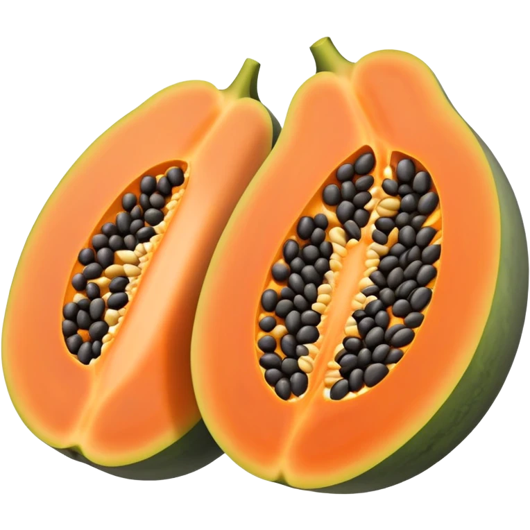 papaya cut in half, showing black seeds emoji