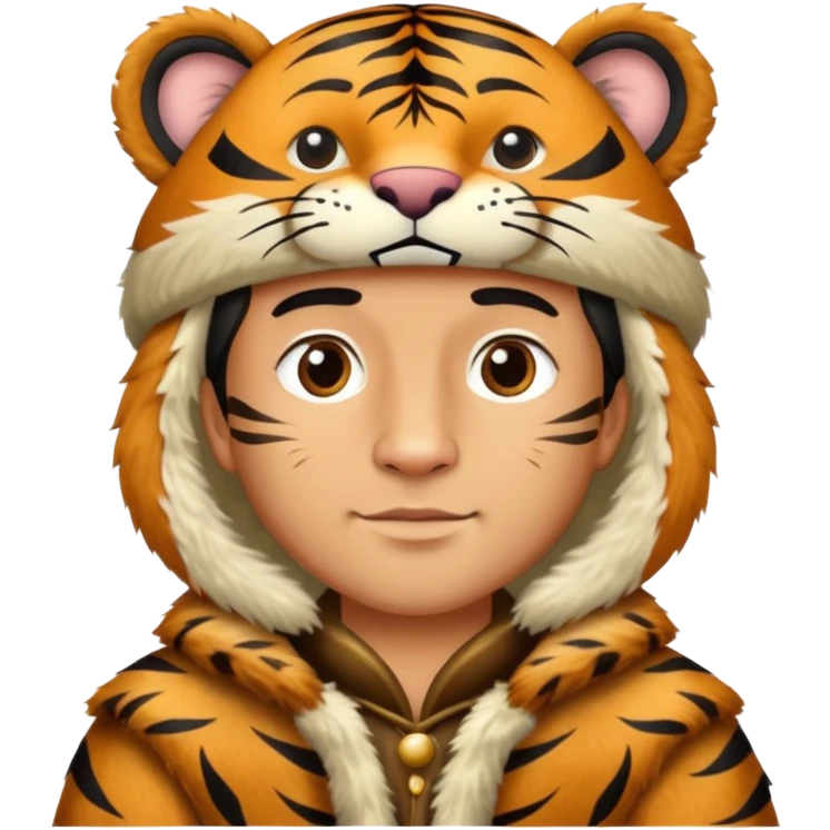 Ancient Russian boyar tiger with fur coat and hat emoji
