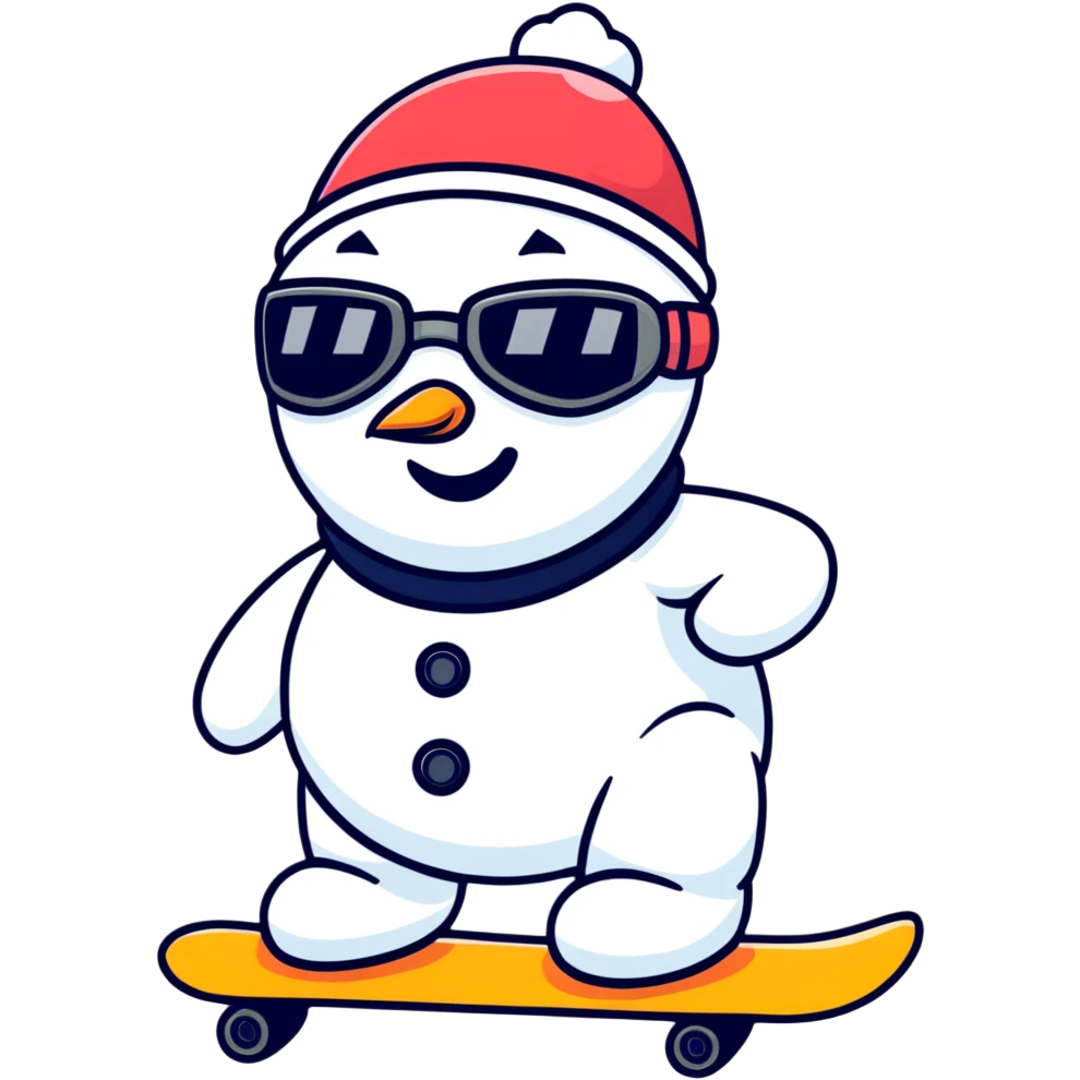 snowman with goggles snowboarding emoji