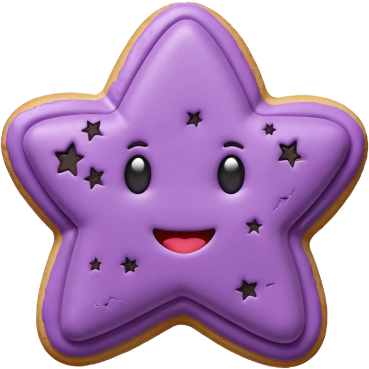 realistic pastel purple cookie with a soft, crumbly texture, fine surface cracks, matte baked finish, star-shaped jam cutout revealing glossy dark berry filling no face  emoji