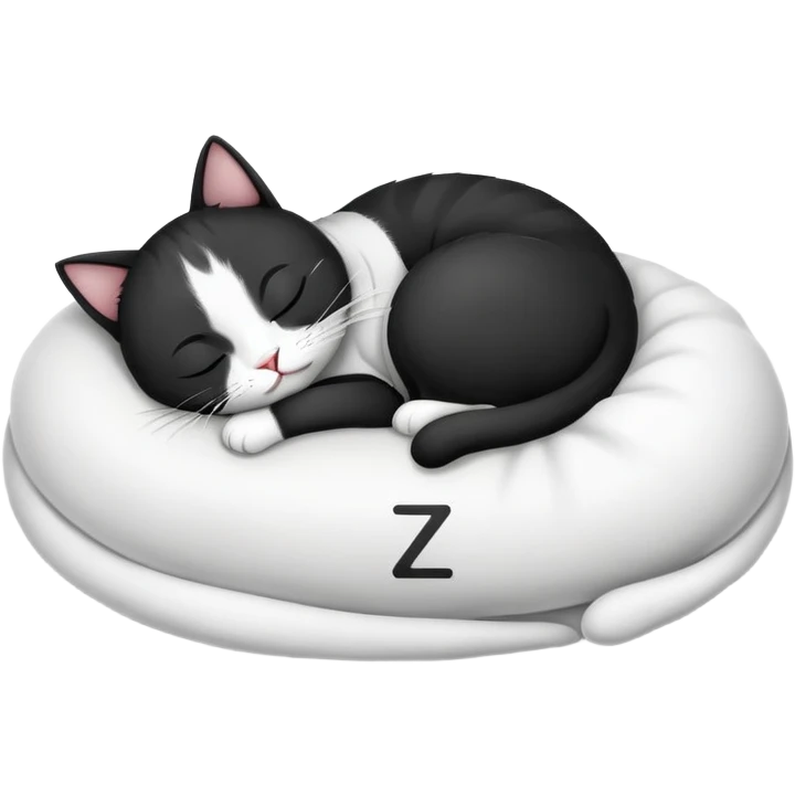 black and white cat with letter zzz emoji