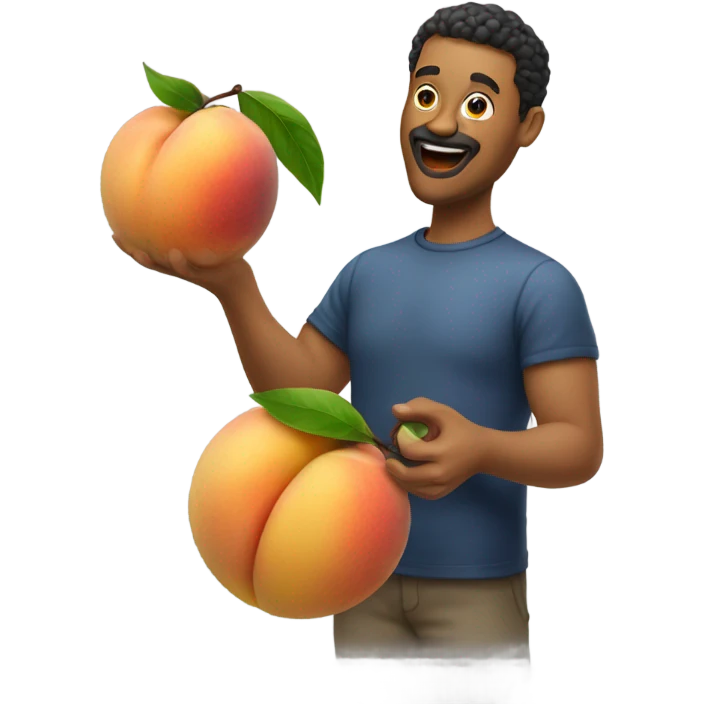 Man eating a peach emoji