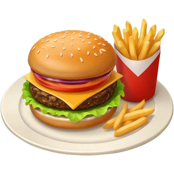 Draw a hamburger on a plate, isometric camera with high angle emoji