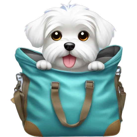Cute Maltese dog in a airplane bag  emoji