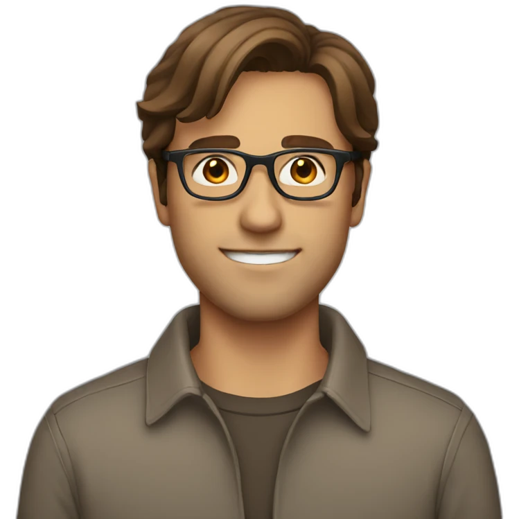Brown hair guy with glasses emoji
